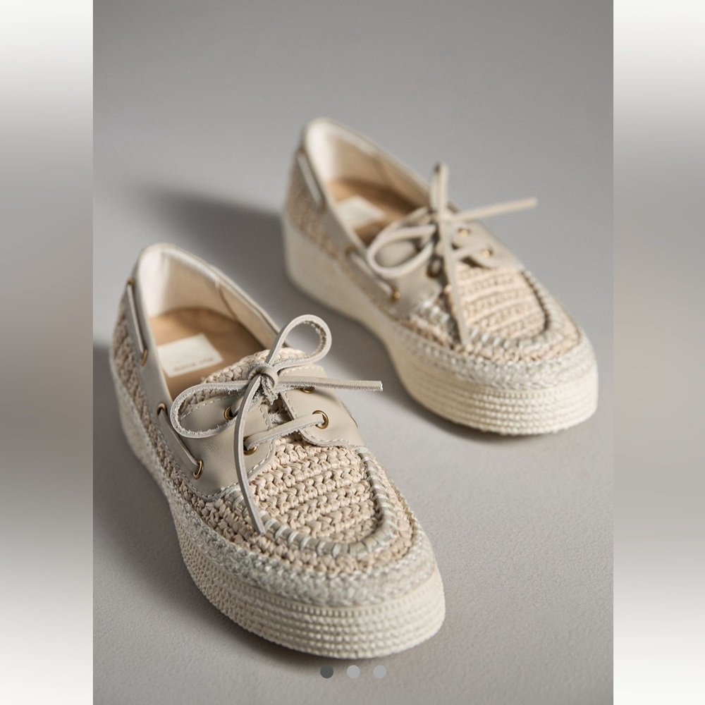 Dolce Vita Raffia Platform Boat Shoes NIB Oatmeal color Sz 8 Anthropology